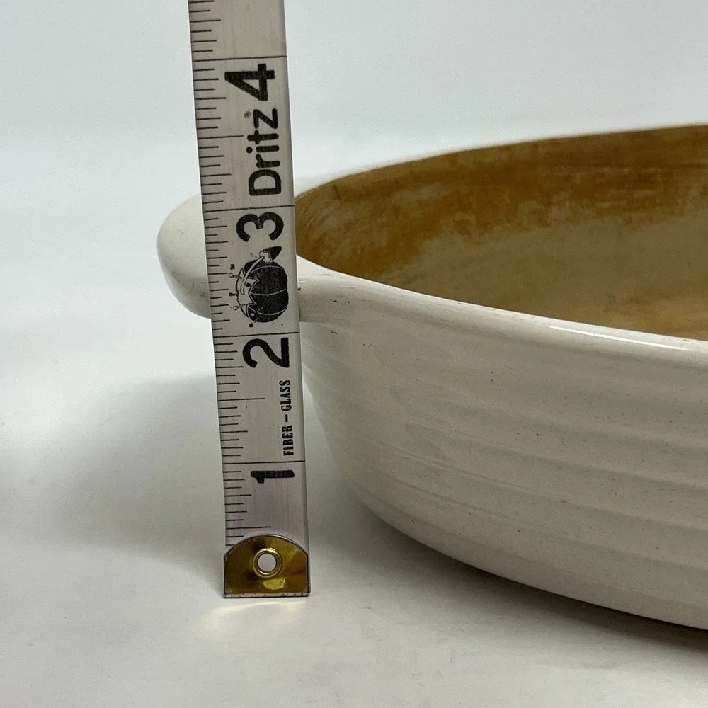 Pampered Chef Family Heritage Stoneware Dish Oval Au Gratin Ivory Made‎ in USA